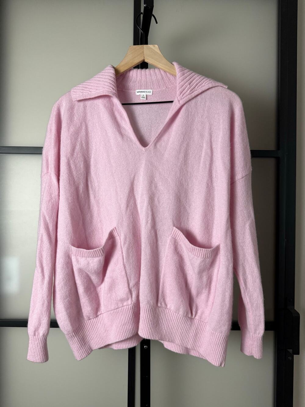 Minnie Rose 100% Cashmere Collared Sweater Size Small